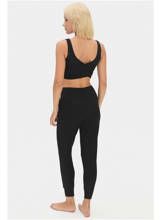 June Women High Waist Jogger Sweatpant Black