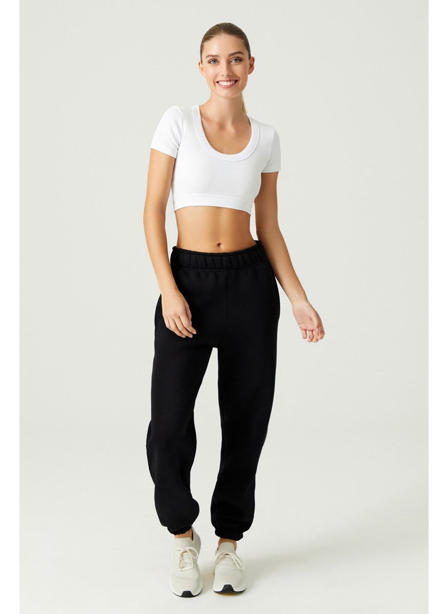 x Melodi Black Oversize/Wide Fit Cotton Thick Sweatpants Reversible