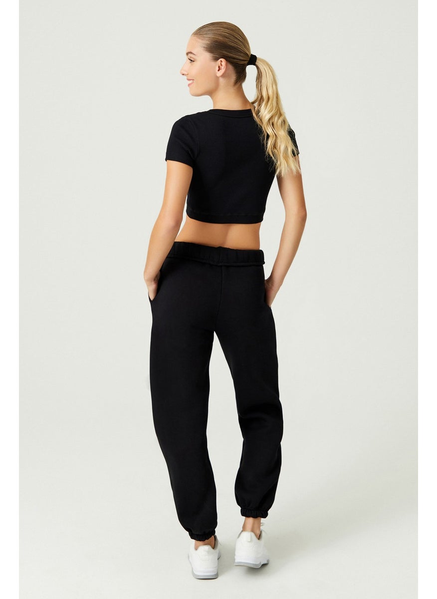 x Melodi Black Oversize/Wide Fit Cotton Thick Sweatpants Reversible