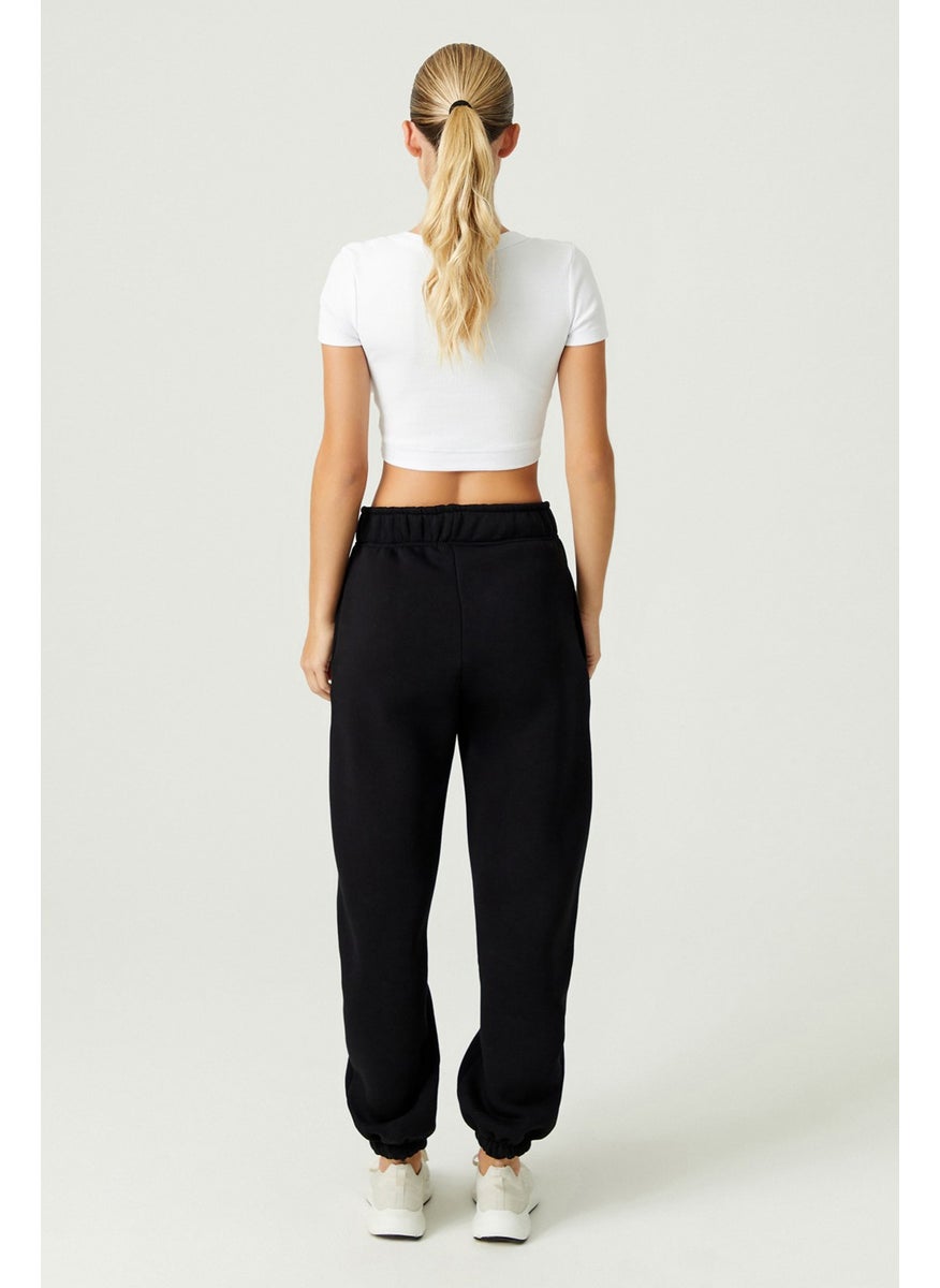 x Melodi Black Oversize/Wide Fit Cotton Thick Sweatpants Reversible