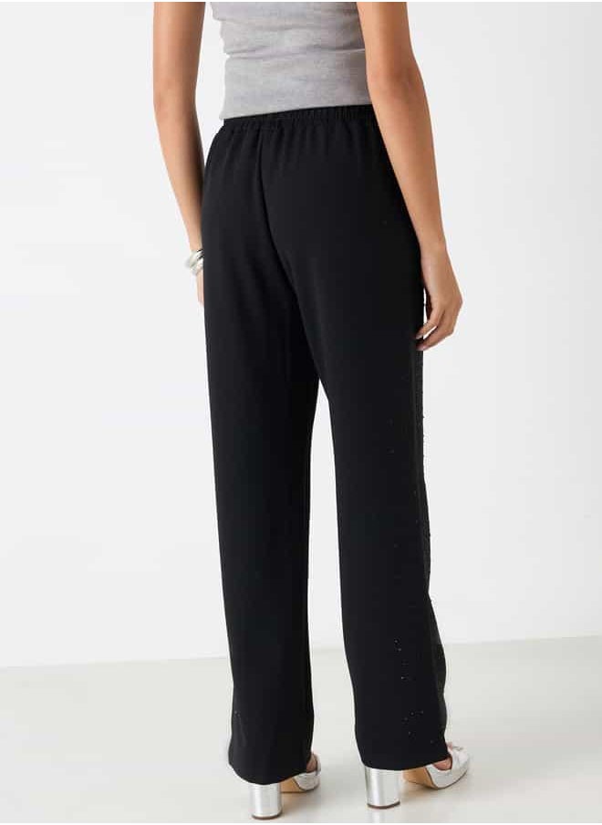 2Xtremz Embellished Wide Leg Pants with Elasticated Waistband