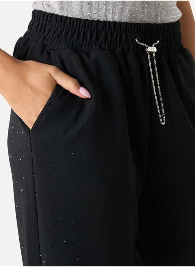2Xtremz Embellished Wide Leg Pants with Elasticated Waistband