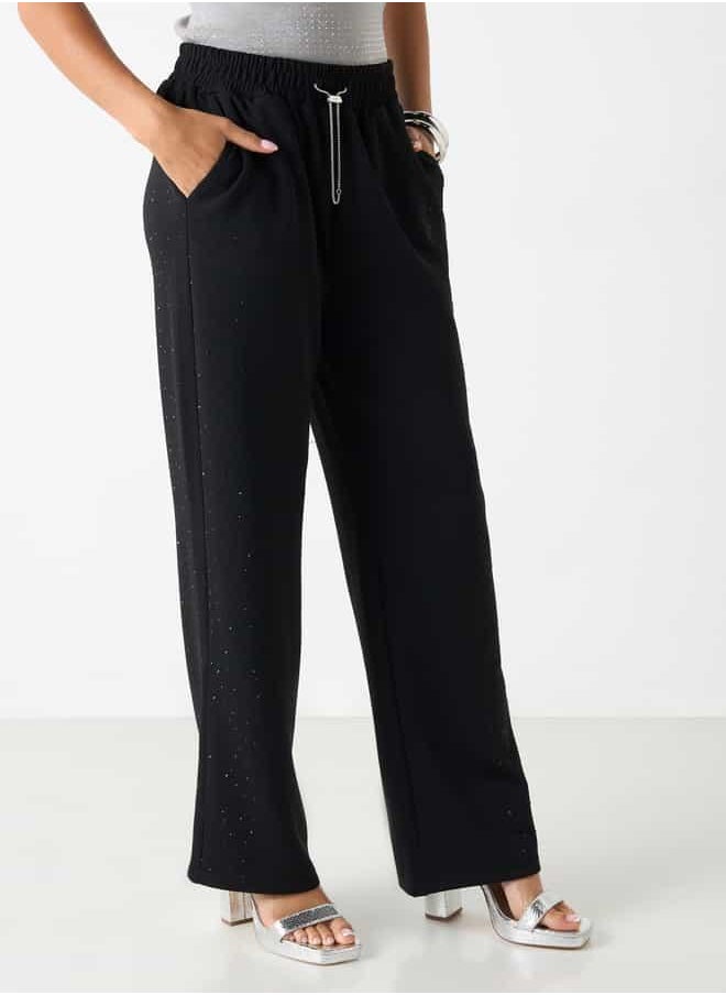 2Xtremz Embellished Wide Leg Pants with Elasticated Waistband