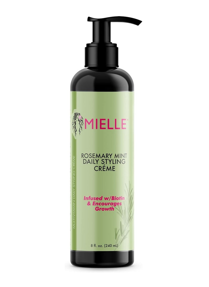 Mielle Organics Rosemary Mint Multi Vitamin Daily Styling Creme For Curly Hair Definition, Paraben And Silicone Free, 240 ml, White