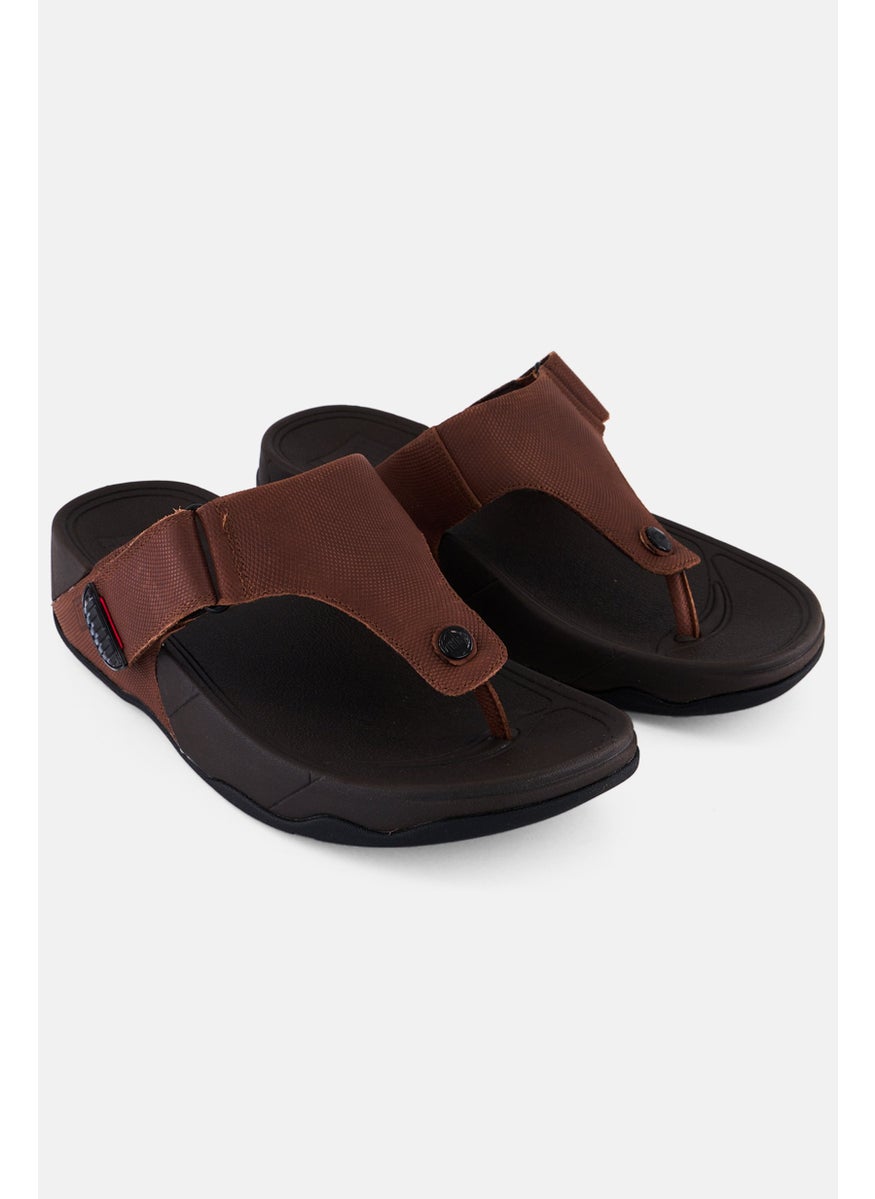 Men Trakk II Embossed-Leather Slip On Sandal, Cappuccino