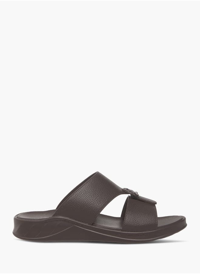 Mens Textured Slip-On Arabic Sandals With Buckle Accent Ramadan Collection