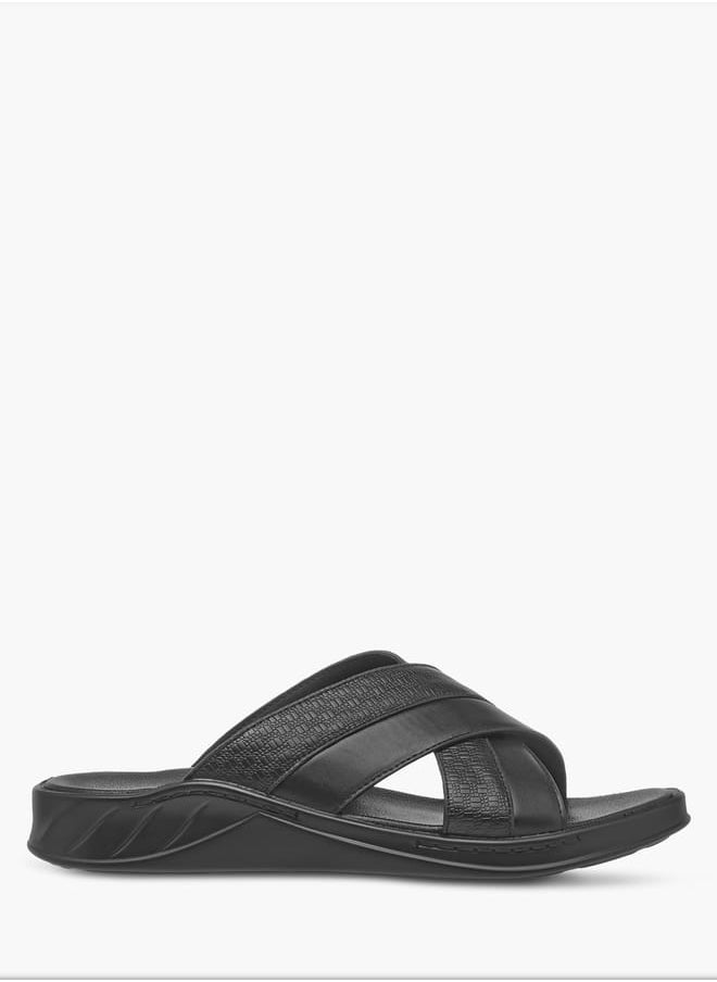 Mens Textured Cross Strap Slip-On Arabic Sandals Ramadan Collection