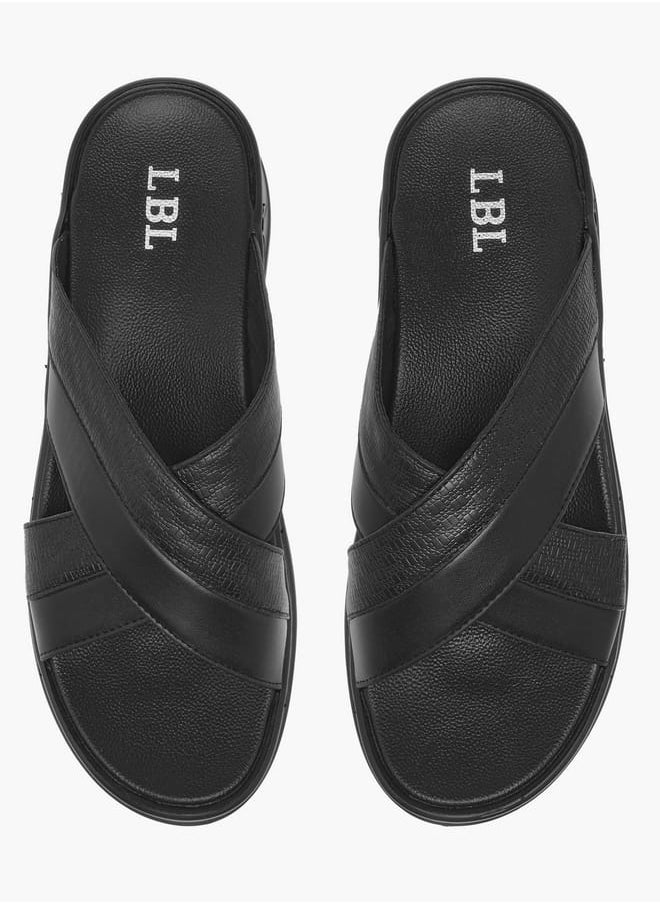 Mens Textured Cross Strap Slip-On Arabic Sandals Ramadan Collection