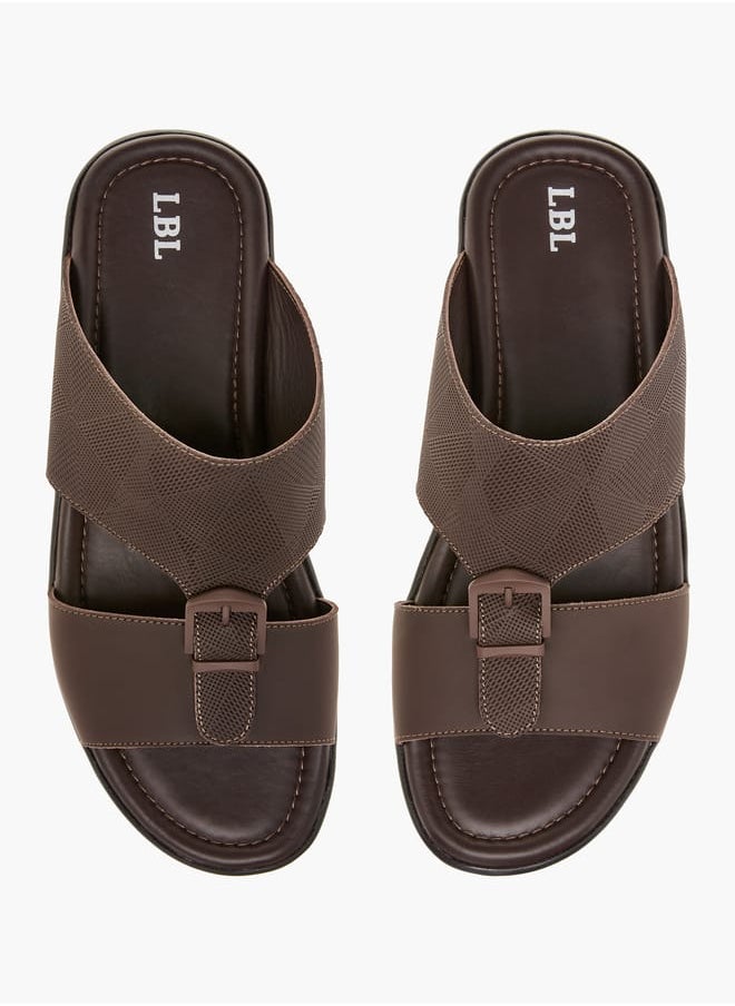 Men Textured Slip-On Arabic Sandals with Buckle Detail Ramadan Collection