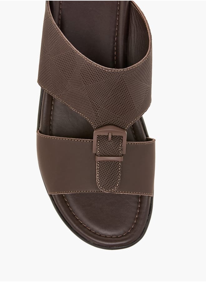 Men Textured Slip-On Arabic Sandals with Buckle Detail Ramadan Collection