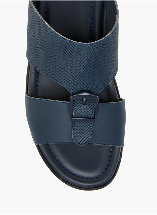 Men Textured Slip-On Arabic Sandals with Buckle Detail Ramadan Collection