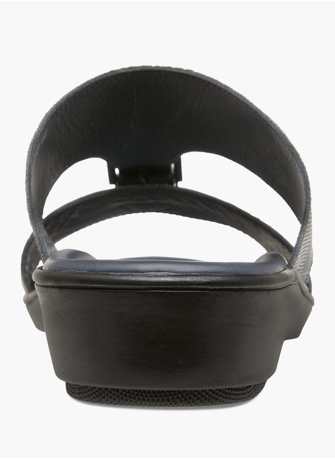 Men Textured Slip-On Arabic Sandals with Buckle Detail Ramadan Collection