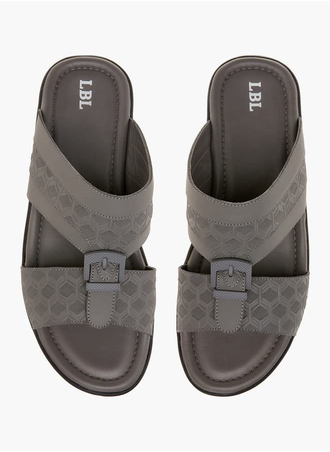 Men Textured Slip-On Arabic Sandals with Buckle Detail Ramadan Collection