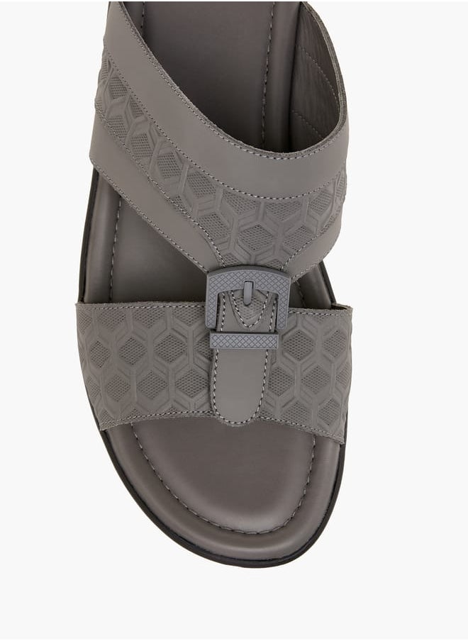 Men Textured Slip-On Arabic Sandals with Buckle Detail Ramadan Collection