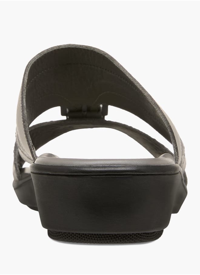 Men Textured Slip-On Arabic Sandals with Buckle Detail Ramadan Collection