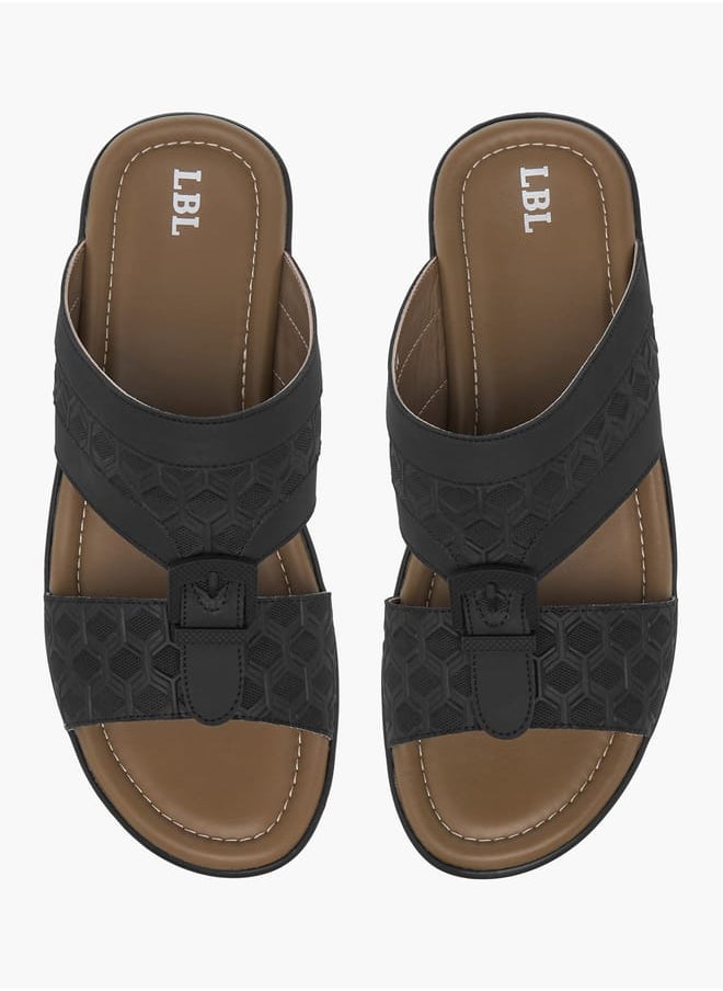 Men Textured Slip-On Arabic Sandals with Buckle Detail Ramadan Collection