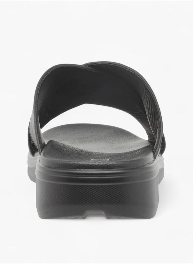Men Textured Slip-On Cross Strap Sandals Ramadan Collection