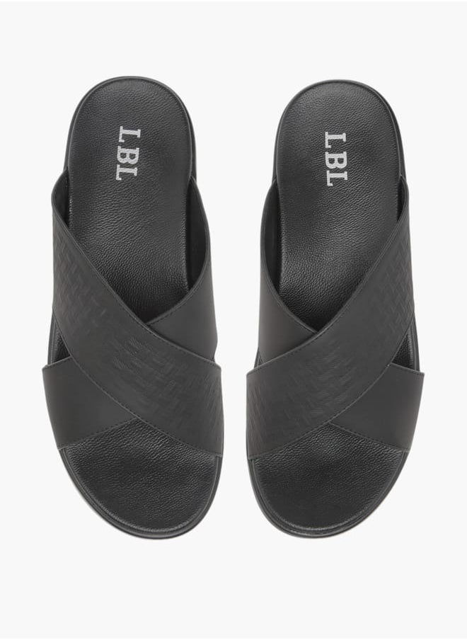 Men Textured Slip-On Cross Strap Sandals Ramadan Collection