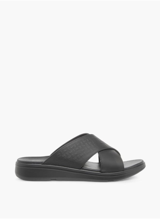 Men Textured Slip-On Cross Strap Sandals Ramadan Collection