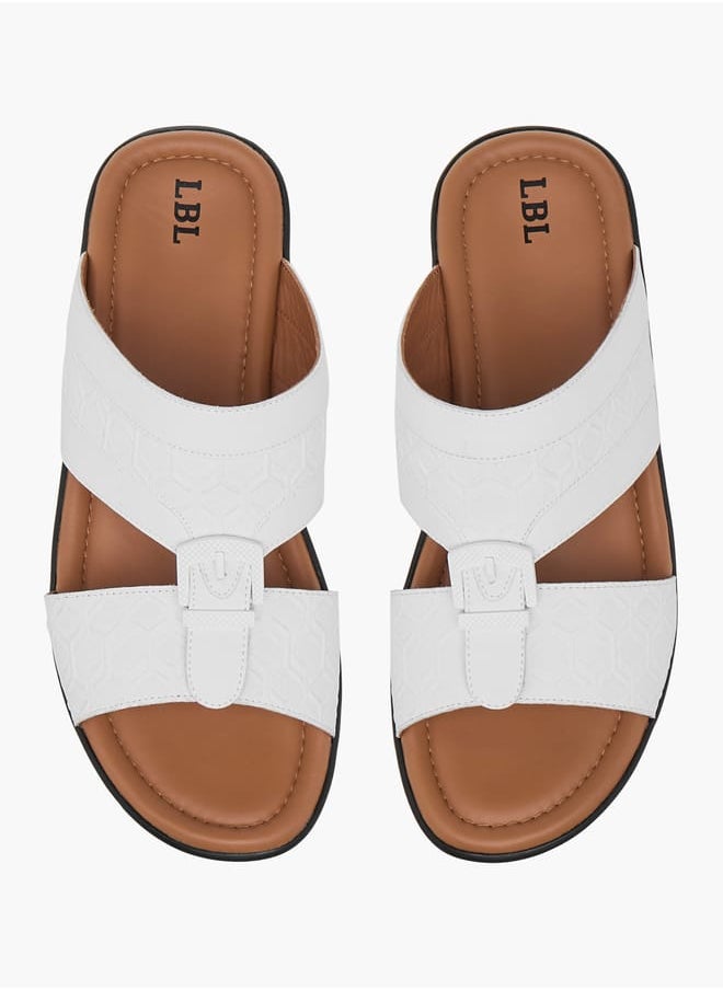 Men's Textured Slip-On Arabic Sandals with Buckle Detail Ramadan Collection