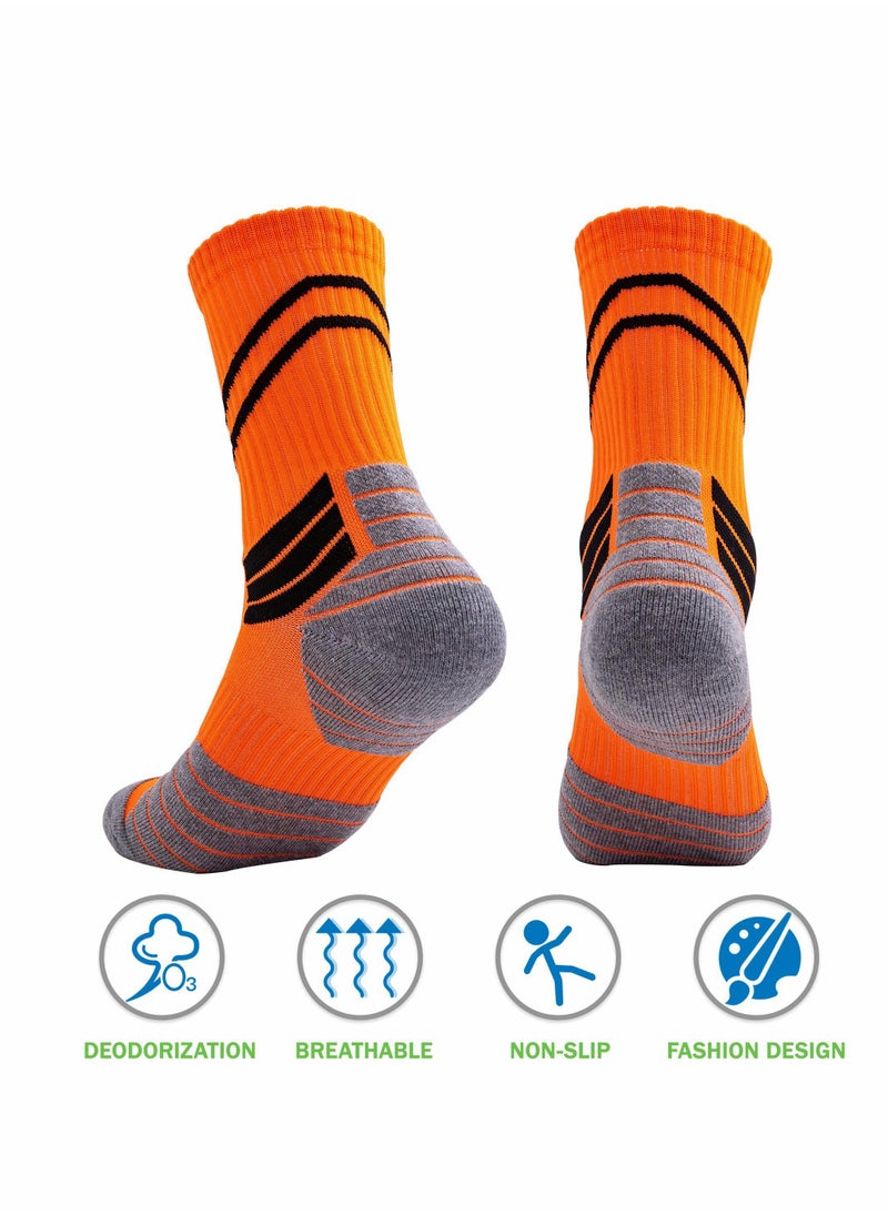 Elite Basketball Socks, Cushioned Athletic Socks for Men & Women, Mid Calf Socks for Football Running Hiking (3PCS)