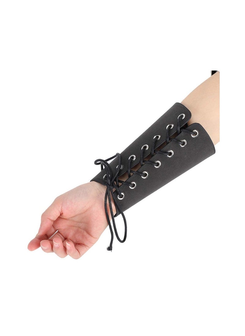 leather arm guards pu leather adjustable gauntlet wristband medieval punk bracer archery arm guard for women men boys 2 pcs