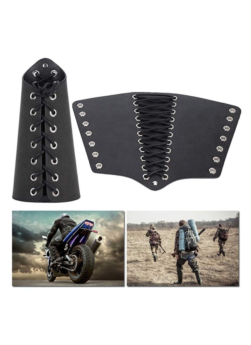 leather arm guards pu leather adjustable gauntlet wristband medieval punk bracer archery arm guard for women men boys 2 pcs