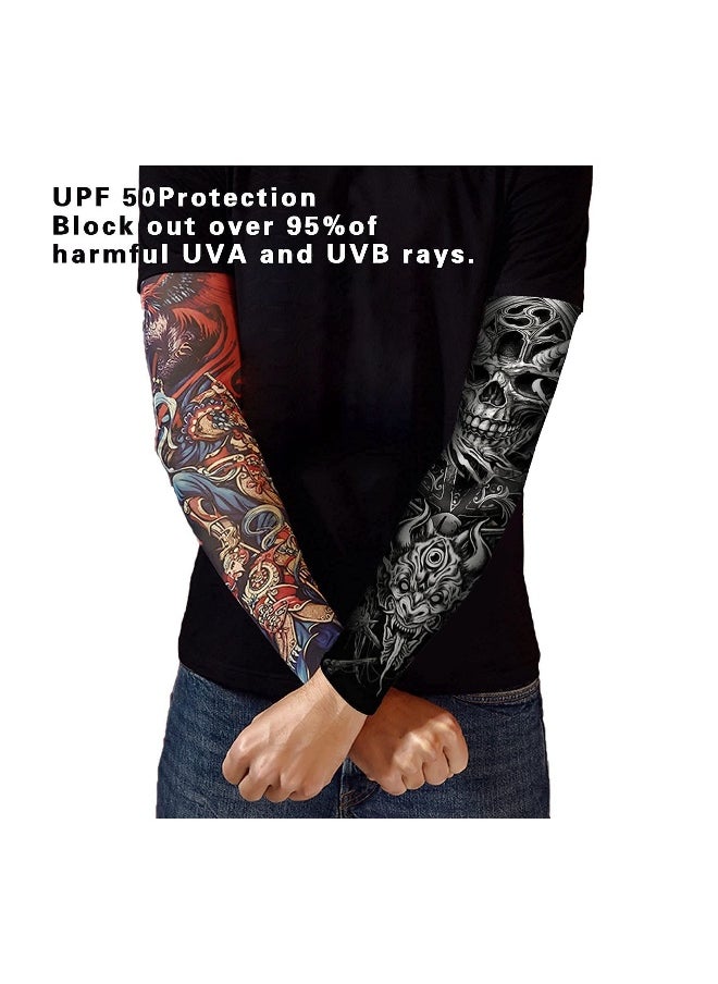 Sun Protection Arm Sleeves, Sleeve Flower Arm Ice Sleeves, UPF 50+ Sports Cooling Sleeves, Sun Protection UV Protection Seamless Sweat Absorbent Breathable Sleeves for Men and Women