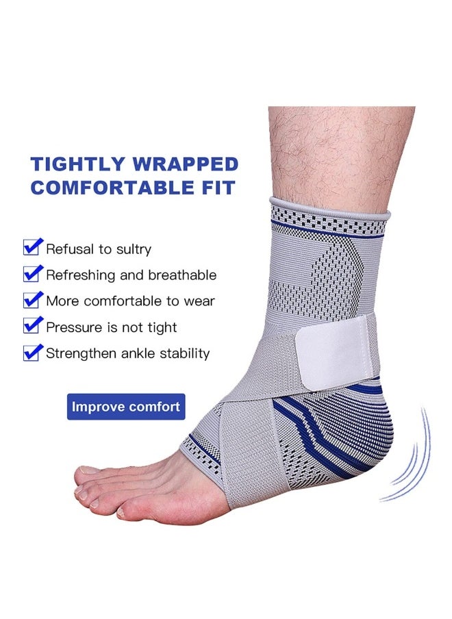 Ankle Brace Compression Sleeve Adjustable Ankle Support for Men Women Breathable Ankle Sleeve w/Ankle Strap for Sprained Ankle Swelling Relief Pain Plantar Fasciitis (XL-(1pair))