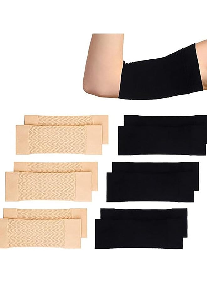 6 Pairs Slimming Arm Sleeves Arm Elastic Compression Arm Shapers Sport Arm Shapers for Women Girls (Black and Nude Color)