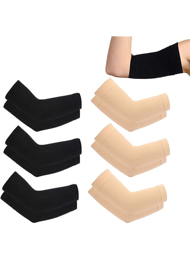 Arm Shapers Set Upper Arm Compression Sleeve Slimming Arm Warps Arm Slimming Shaper for Woman Cooling Arm Sleeves Cover Sun Sleeves Cover Arm Wraps, 6 Pairs