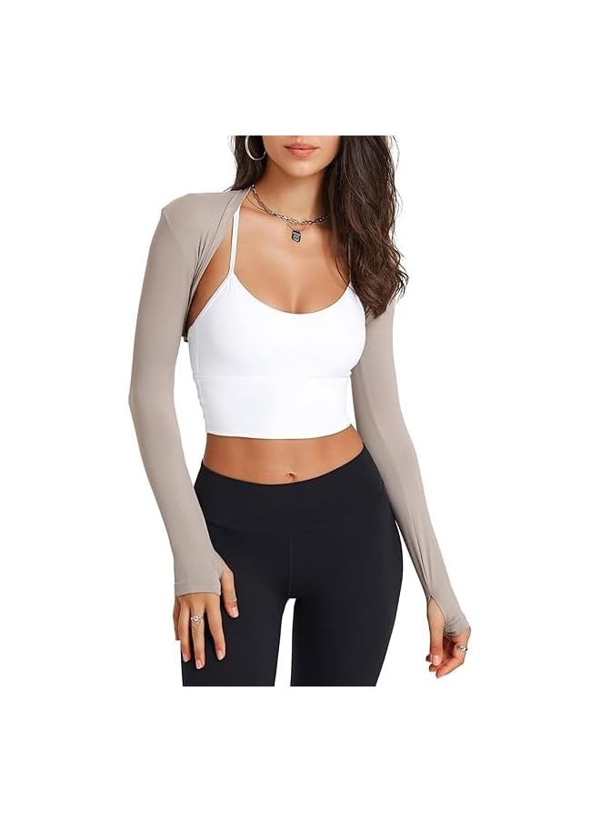 Shawl Arm Sleeves for Women Sun Protection Athletic Shrug Long Sleeve Crop Tops Yoga Sports