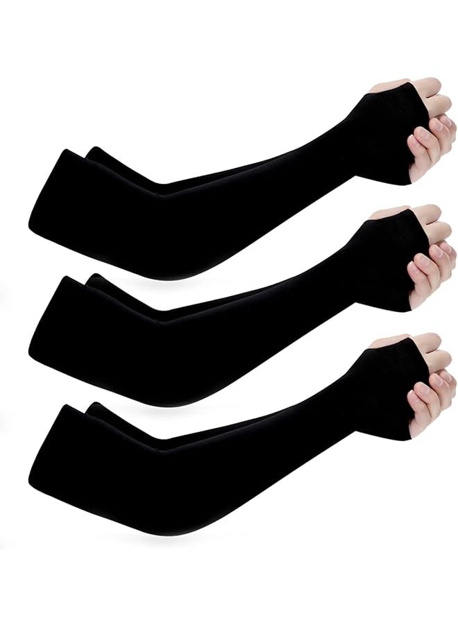 Arm Sleeves UV Protection 3 Pairs Breathable UPF 50 Long Sleeves Ice Arm Covers for Men Women Girl Adult, Cooling Sleeve Cover for Outdoor Sports