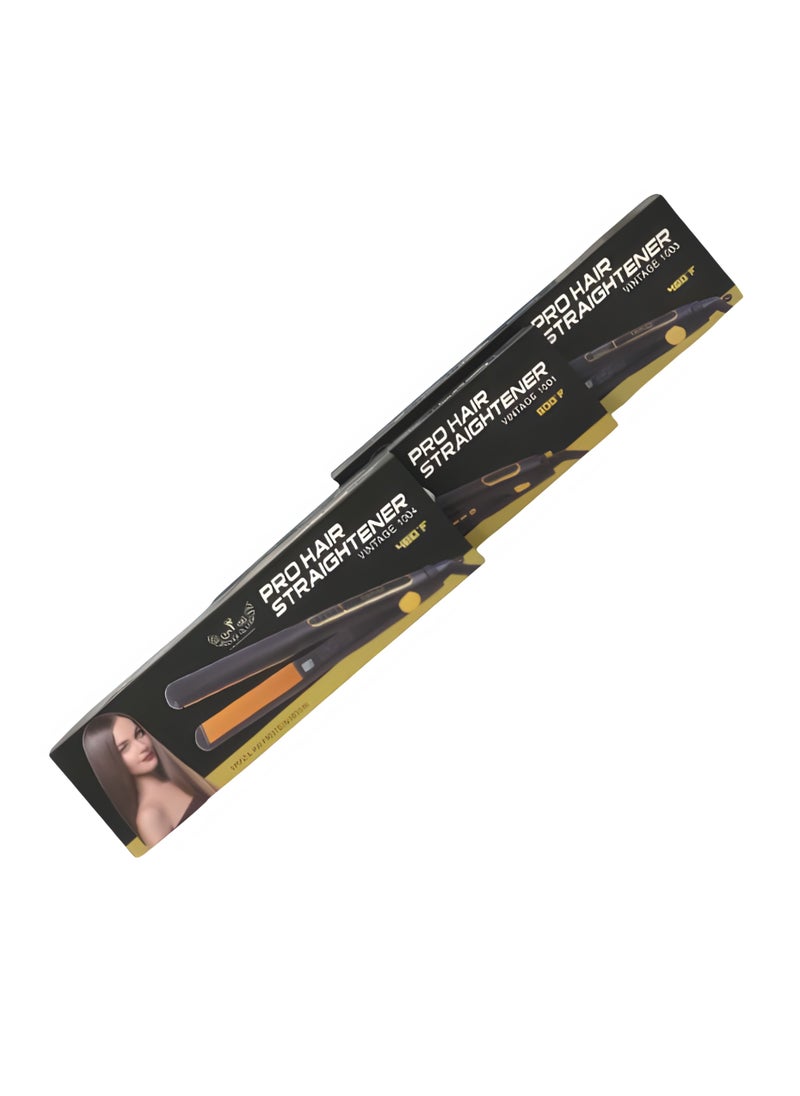 Professional Hair Straightener, Brazilian Protein Technology, 500°F Heat, Black and Gold Flat Iron.