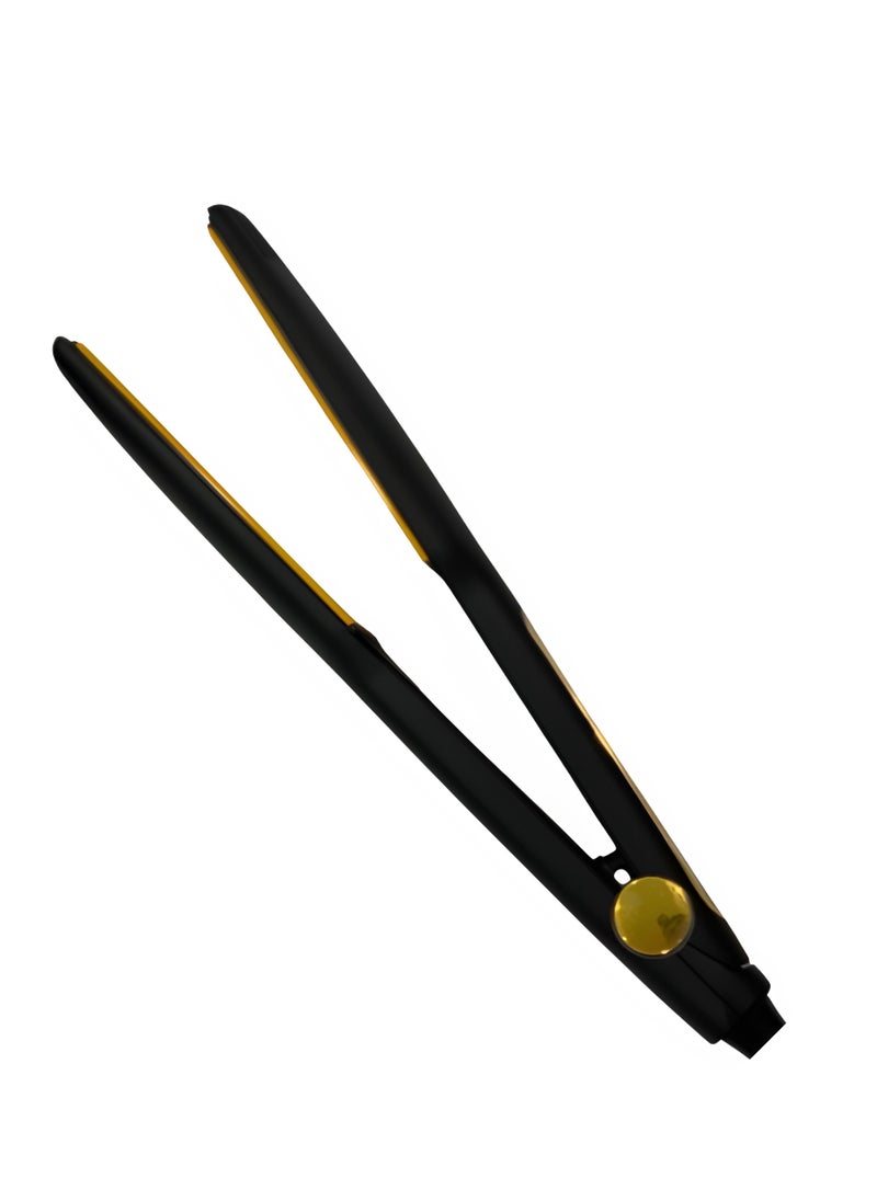 Professional Hair Straightener, Brazilian Protein Technology, 500°F Heat, Black and Gold Flat Iron.