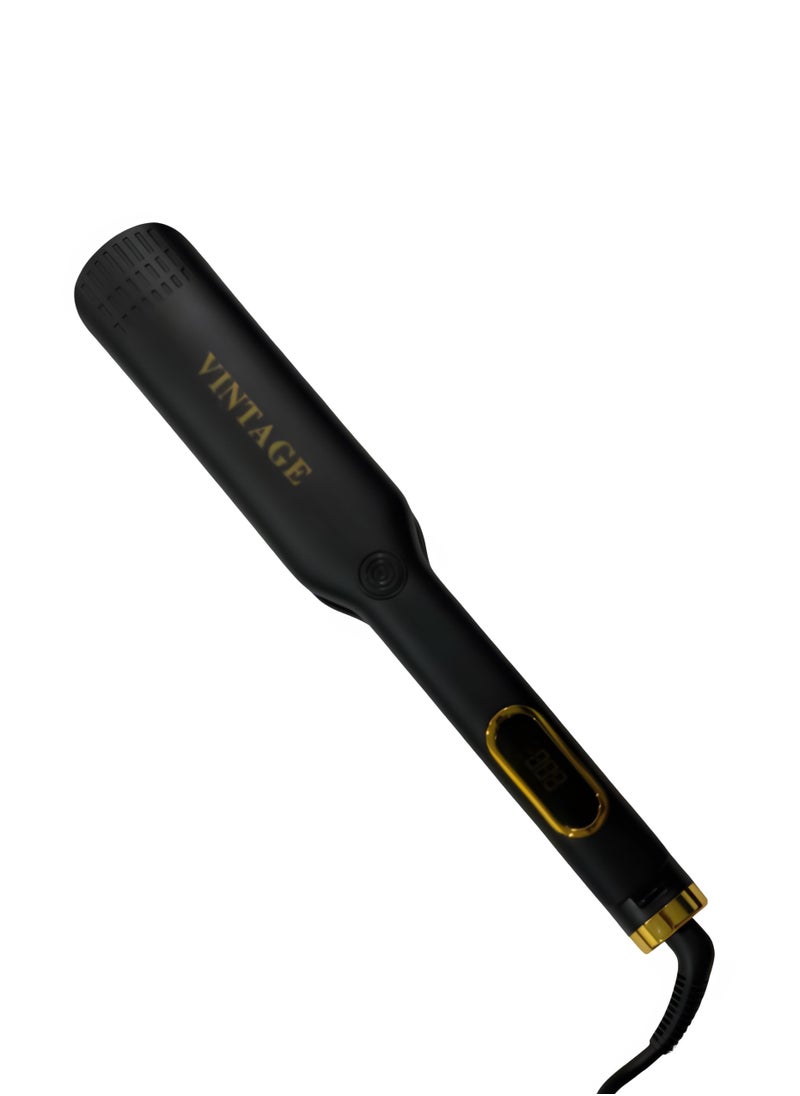 Professional Hair Straightener, Brazilian Protein Technology, 500°F Heat, Black and Gold Flat Iron.