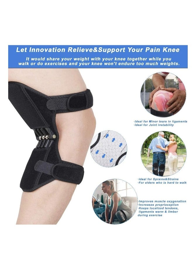 Knee Protection Booster, Joint Support Knee Pads, Power Lift Knee Stabilizer Pads - Powerful Rebound Spring Force Knee Protection Booster - Relief Knee Brace for Men Climbing, Squat, Sport