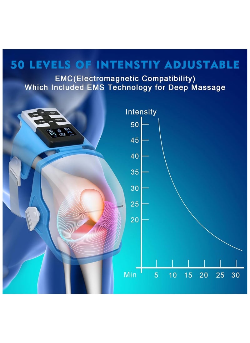 EMS Knee Massager with Heat & Air Compression – FSA/HSA Eligible Knee Brace for Pain Relief, Arthritis, Injury Recovery, Swelling & Stiffness | Low-Frequency Stimulator for Joint Comfort