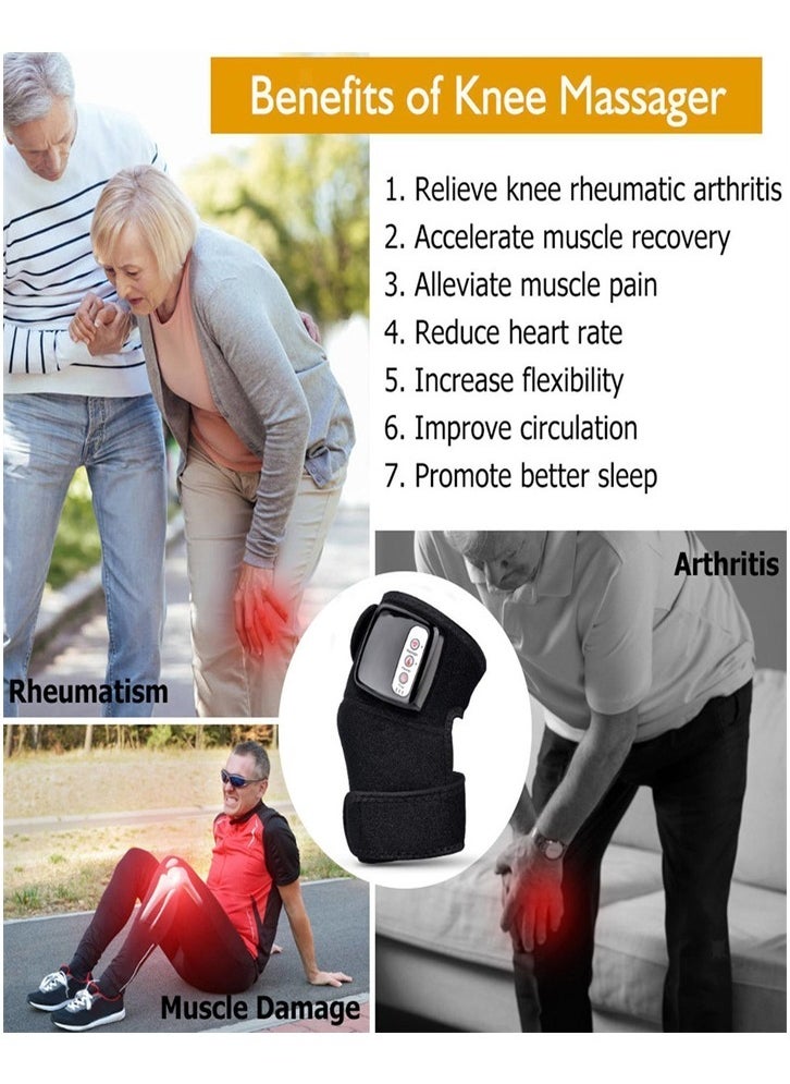 Knee Heating Pad - Wireless Heating Knee Massager, Portable Knee Shoulder Elbow 3-in-1 Heating Vibration Massager, Relieve Joint Pain and Pressure