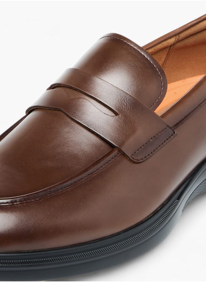 Mens Solid Slip-On Loafers With Cutout Detail