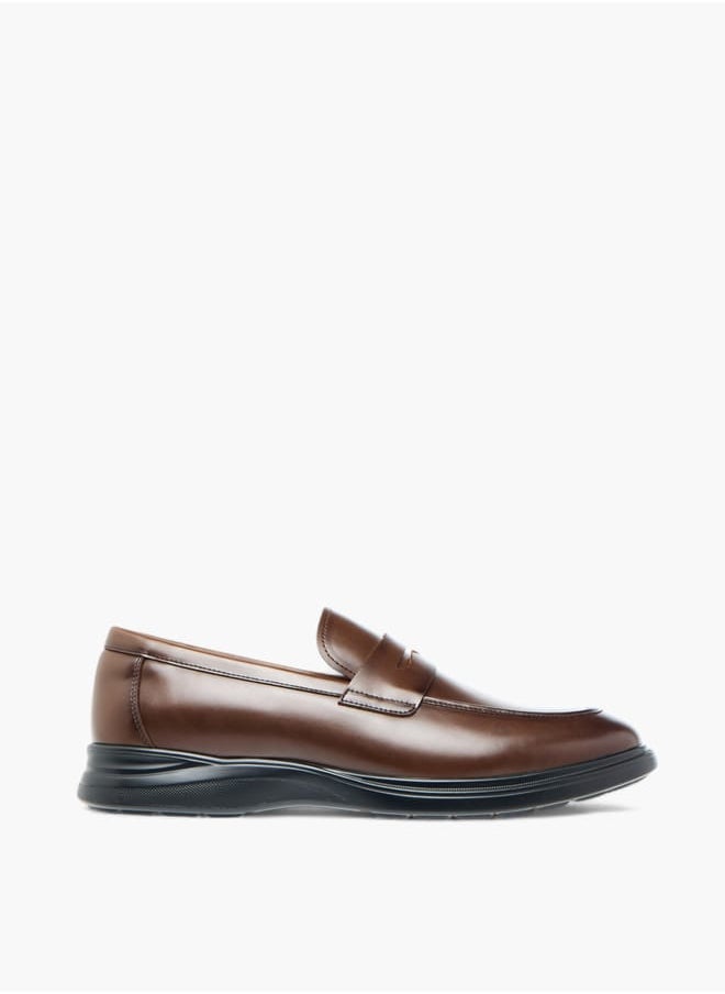 Mens Solid Slip-On Loafers With Cutout Detail