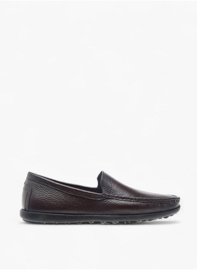 Men Textured Slip-On Loafers