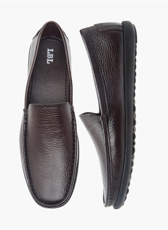 Men Textured Slip-On Loafers