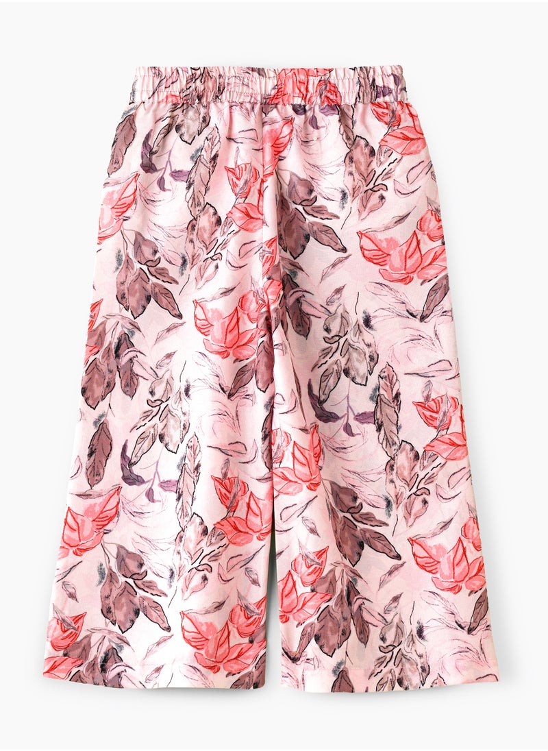 Girls Pink Floral Culottes