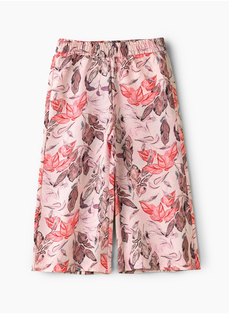 Girls Pink Floral Culottes