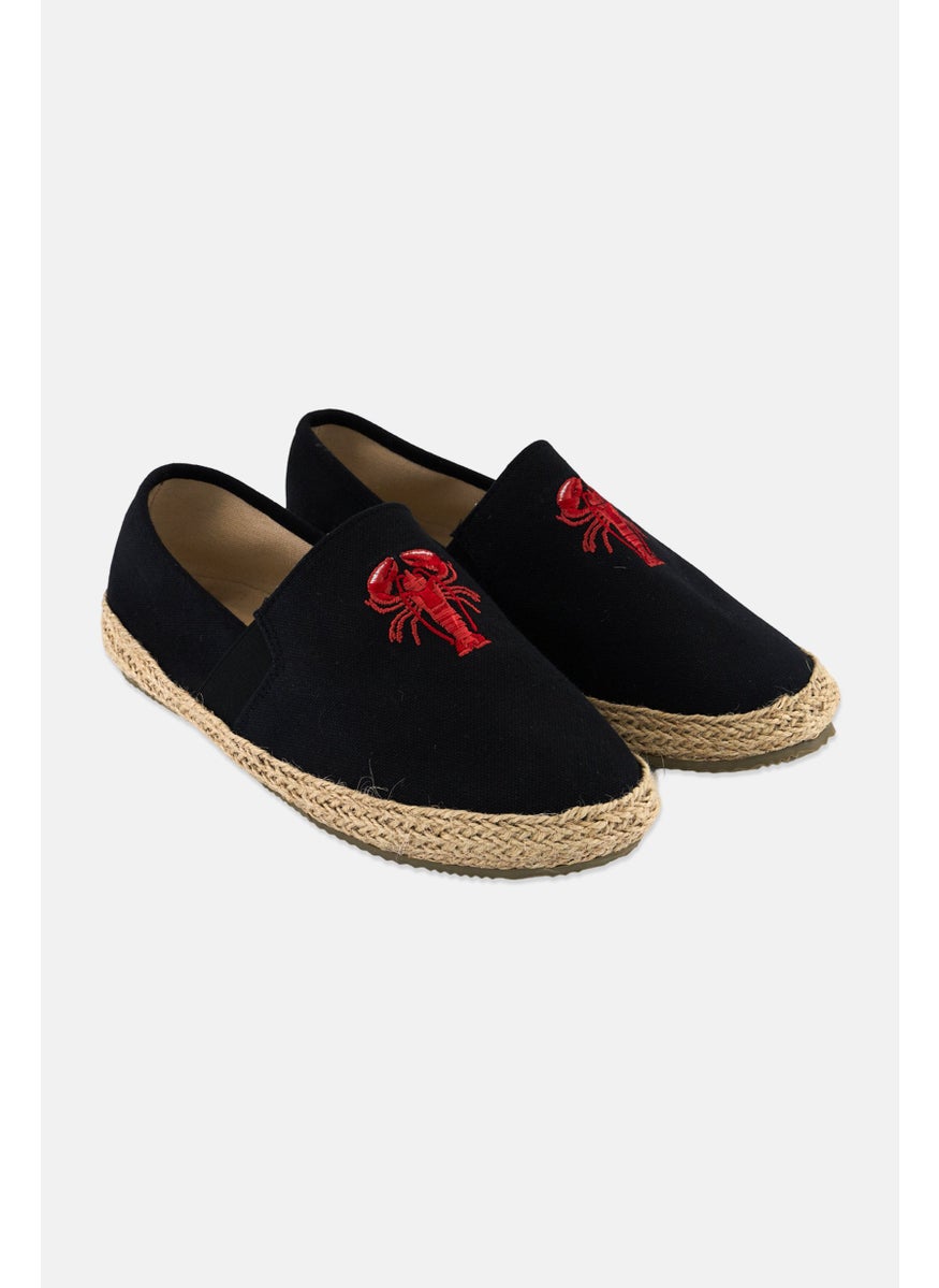 Men Embroidered Slip On Casual Shoes, Black