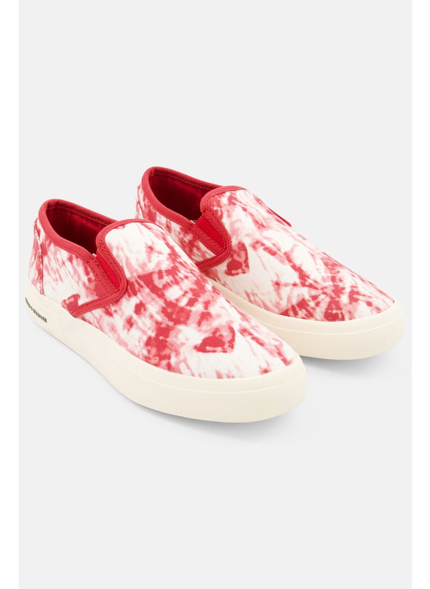 Men Slip On Tie Dye Casual Shoes, Red Combo