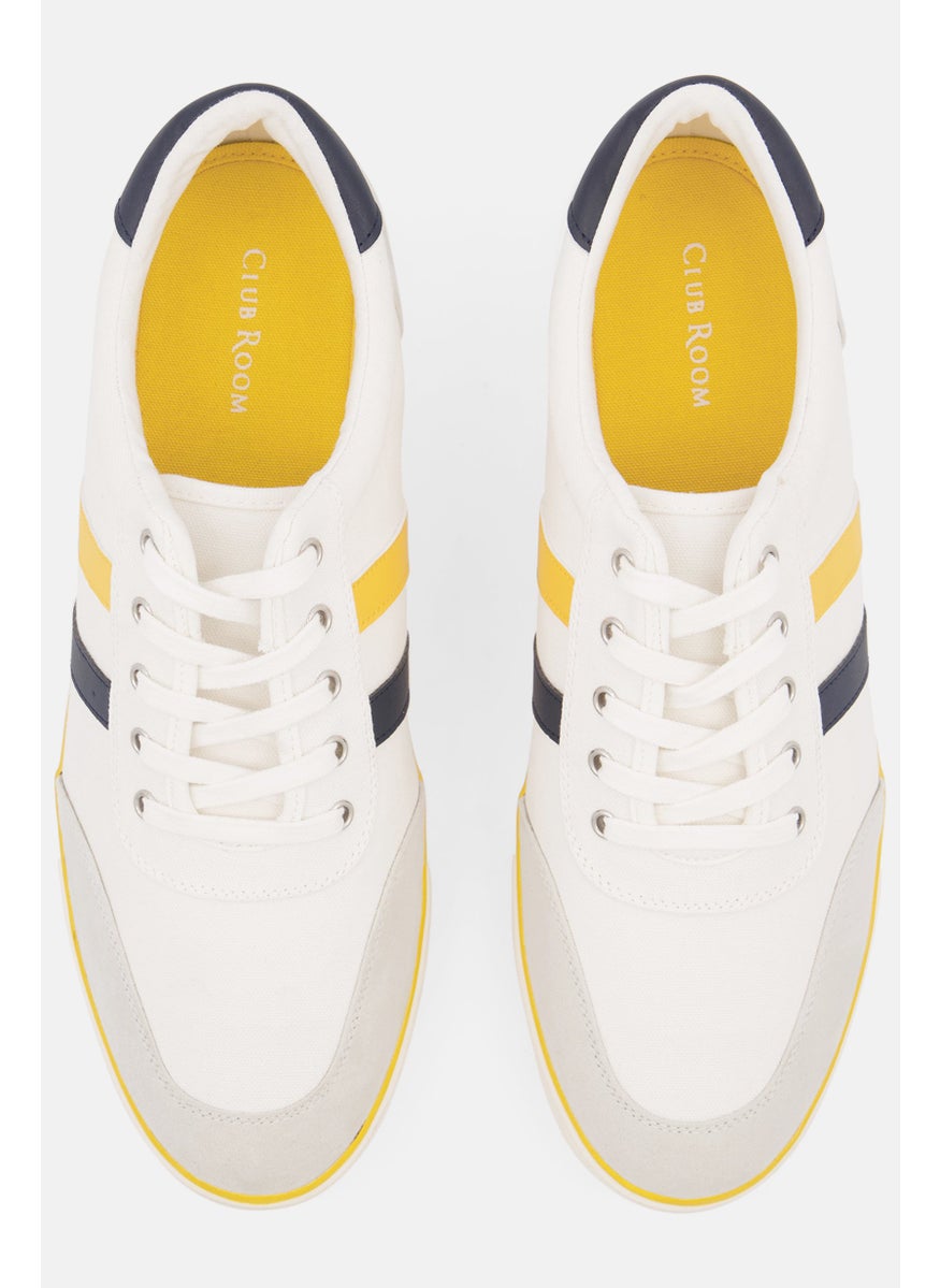 Men Stripe Lace-up Sneakers, Yellow