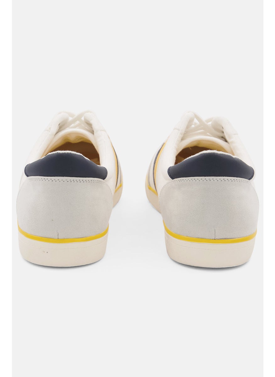 Men Stripe Lace-up Sneakers, Yellow