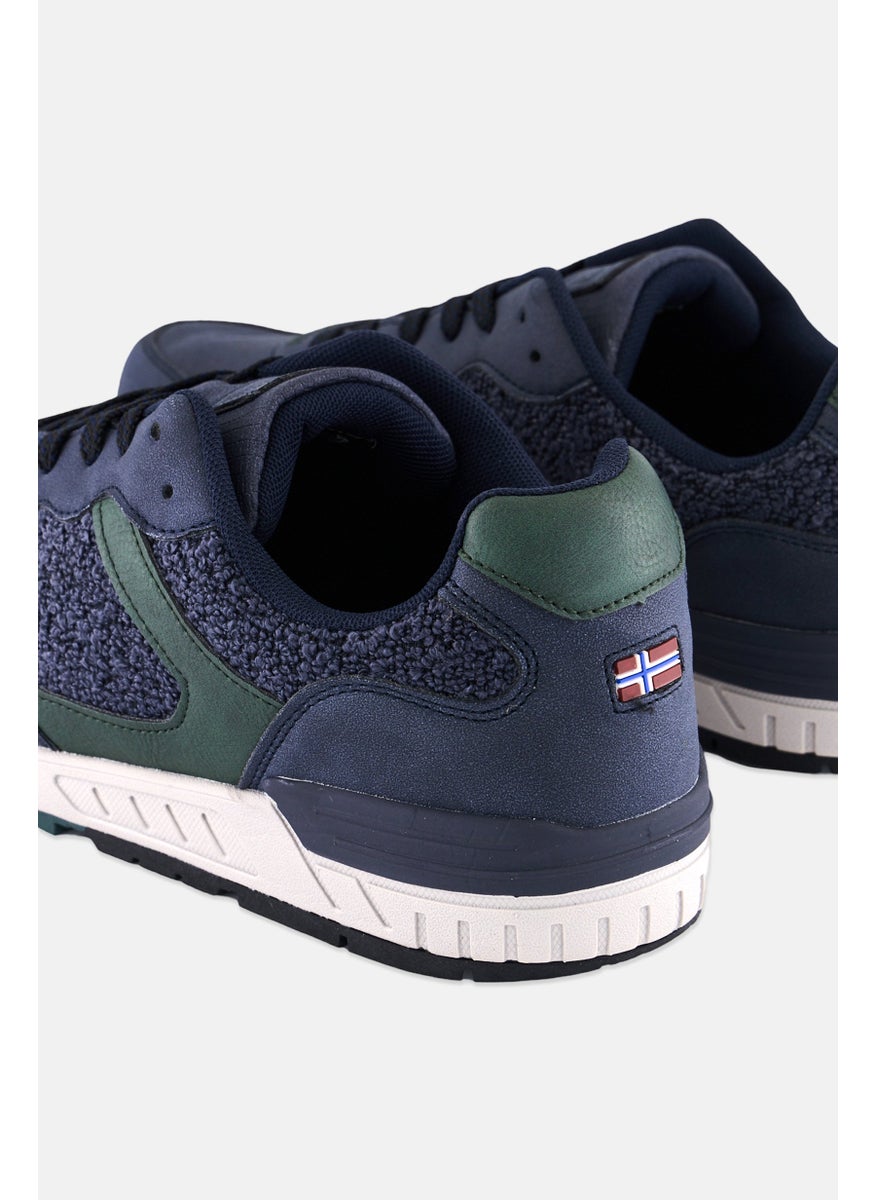 Men Brand Logo Lace Up Shoes, Navy